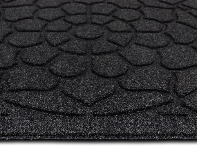 Mohawk Home Entryway Door Mat 2' X 4' All Weather Outdoor Non Slip Recycled Rubber Doormat, Brick Path Impressions Black