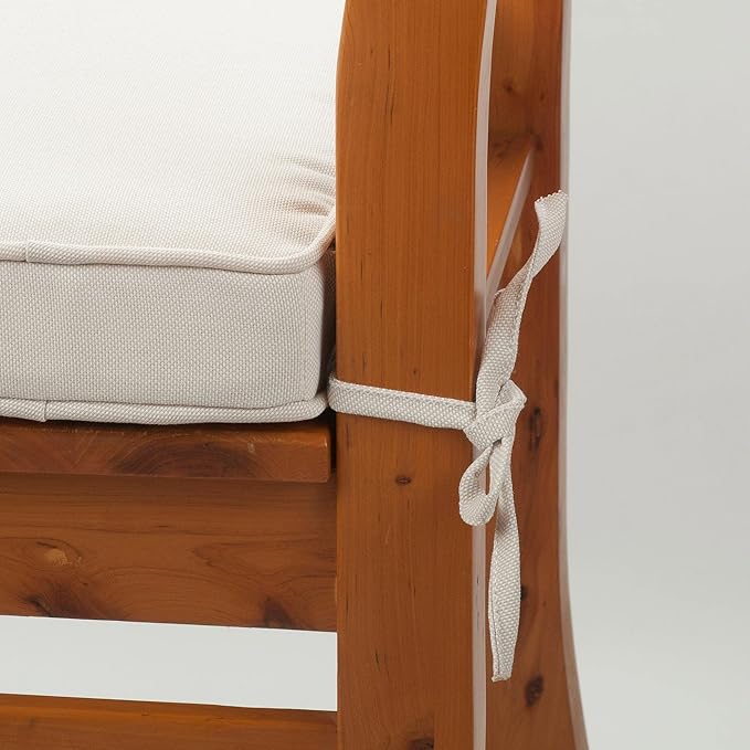 Magpie Fabrics Indoor Outdoor Waterproof Square Chair Cushion, 18 x 18 x 2.5 Inch, 2 Pack, Water Resistant Seat Cushions, for Patio Garden Office, Cream