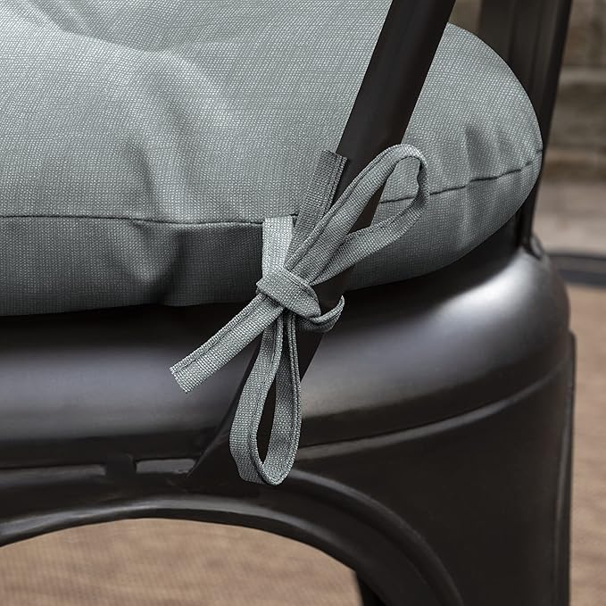 Arden Outdoor Tufted Bistro Seat Cushion, Set of 4, 14.5 in x 15 in, Rain-Proof, Fade Resistant Stone Grey Leala