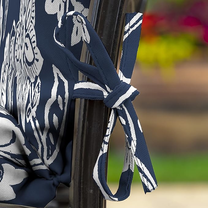 Arden 4-Pack Outdoor Patio Dining Chair Cushion, 20x44, Rain-Proof Seat Pad, Fade-Resistant Outdoor Cushion Sapphire Blue Ashland Jacobean