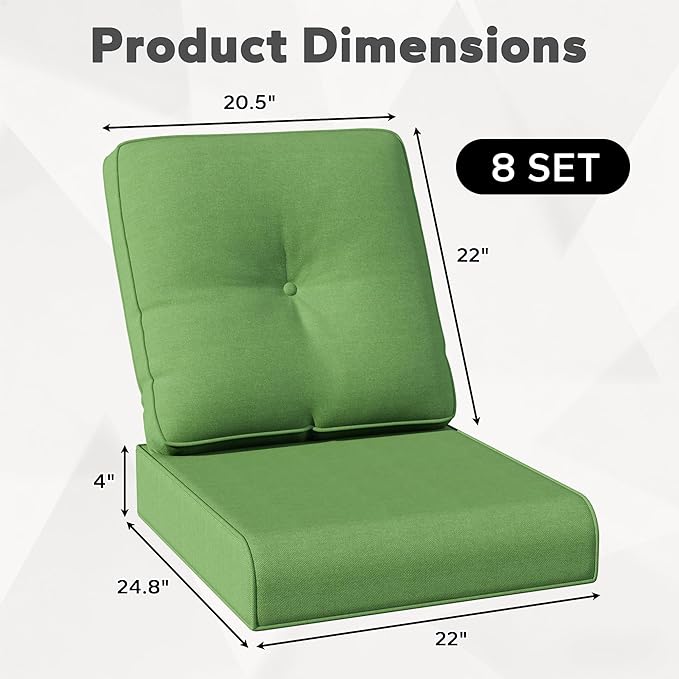 Joyside Outdoor Chair Cushions Set, 22x25/22x24 Inch Patio Furniture Deep Seat Cushions, Water Resistant & Thick Cushion, Outdoor Replacement Cushions for Seat and Sofa