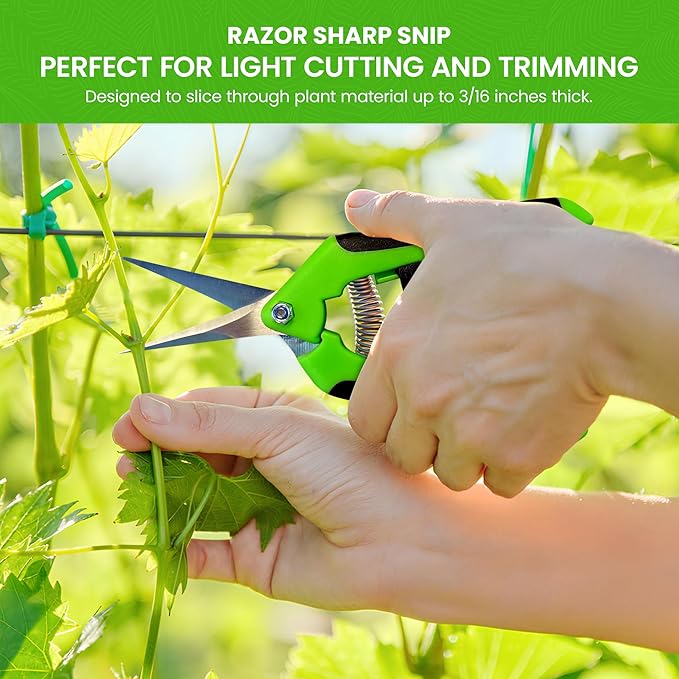 Garden Guru Razor Sharp Snip - Professional Garden Pruning Shears Trimmers Scissors – Micro-Tip Precision Stainless Steel Blades - Easy on Arthritic Hands - Soft Ergonomic Rubber Handles (4 Pack)