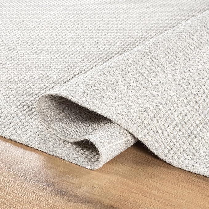 CAMILSON Easy Jute Rug 9x12, Indoor Outdoor Off-White Farmhouse Area Rugs for Living Room Patio and Kitchen Rug, Solid Woven Design, Easy-Cleaning, Washable Outside Carpet Alfombras (9 x 12)