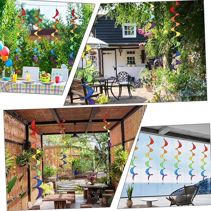 2 Pcs Rainbow Wind Spinners for Yard Garden Hanging Colorful Spiral Rotating Windmill Wind Spinner Ornament Lawn Spinners Outdoor Indoor Decoration for Porch Polyester Portable Rotate Accessories