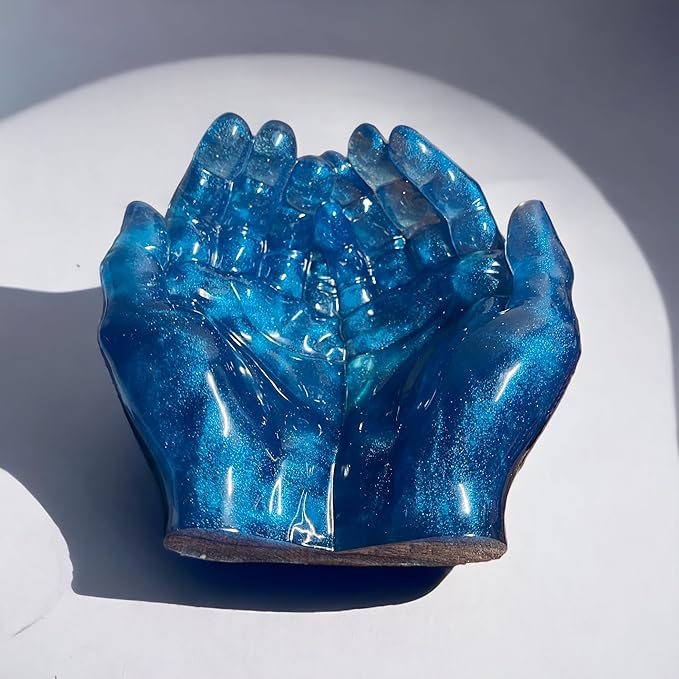 Tapeera Hand Shaped Succulent Planter Pot - Crystal Holder Display - Air Plant Holder Hand Planter - Giving Hands Sculpture Decor - Key Bowl Ring Dish Trinket Dish Candy Dish - Candle Holder