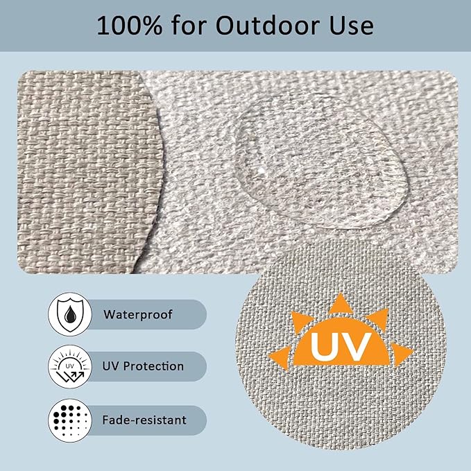 19"x19" Outdoor Universal Cushion Set of 1, Patio Cushions with Handles & Ties, Water-Proof Stain-Resistant UV Resistant Weather Resistant High Resilience Foam,Natural Linen