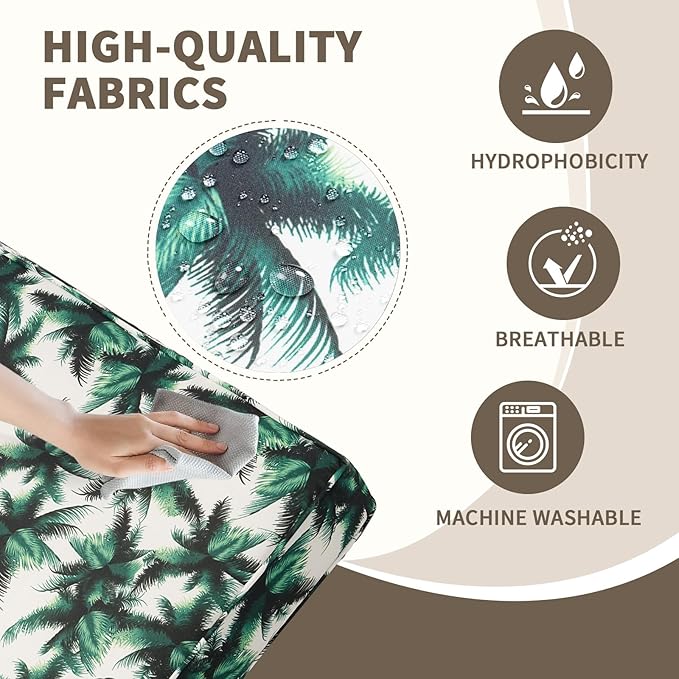 14Piece Outdoor Sofa Cushion Replacement, Patio Furniture Waterproof Cushion with Zippers, fit 6-Seat Outdoor Wicker Rattan Sectional Couch (Palm Leaf, 24.8"x24.8"x3.15")