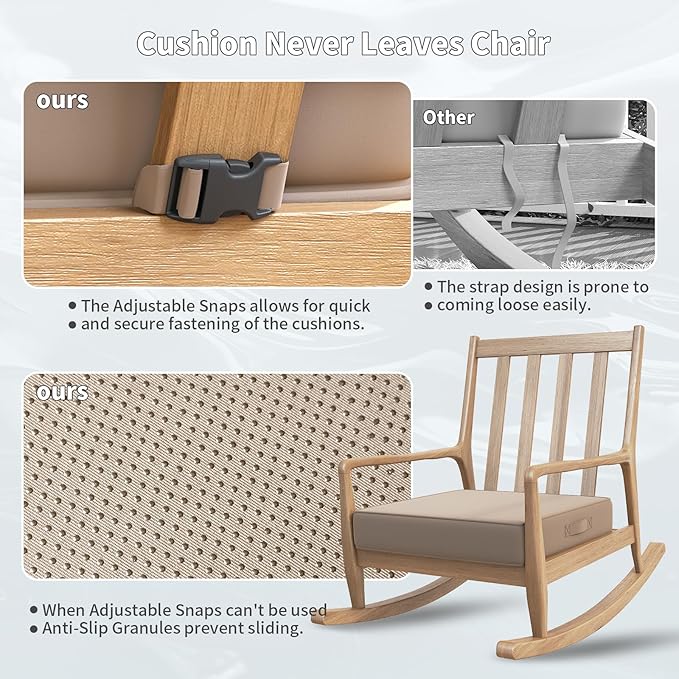UDPATIO Outdoor Cushions for Patio Furniture, 22 x 22 Outdoor Deep Seat Cushions with Waterproof Fade Resistant, Outdoor Chair Cushions with Adjustable Snaps, Removable Cover and Handle, Beige