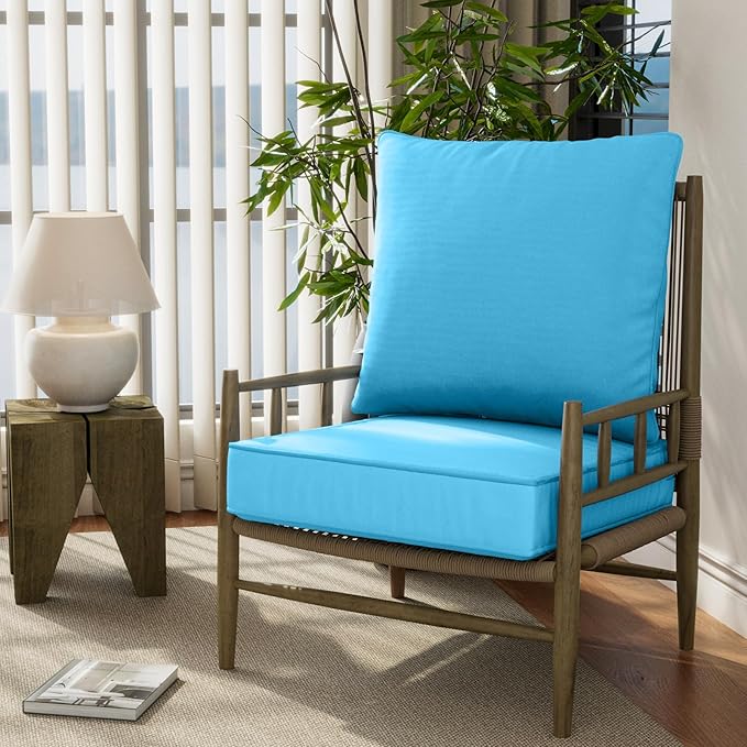24" x 24" x 6" Outdoor Deep Seat Cushions Set - Waterproof & Fade Resistant Patio Furniture Replacement Cushions, Non-Slip Outdoor Cushions Fit Loveseats, Couches, Chairs, and Sofas.