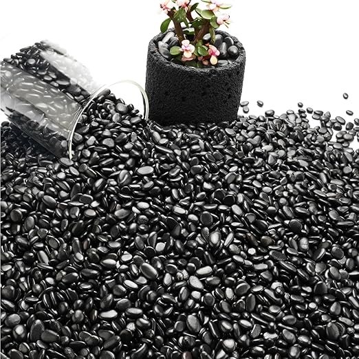 NUPICK 12lb River Rocks for Plants Indoor, 1/5 Inch Black Pebbles for Vases Fillers, Decorative Pea Gravel for Fish Tank, Natural Polished Stones for Succulent, Bonsai, Landscaping, Bird Baths