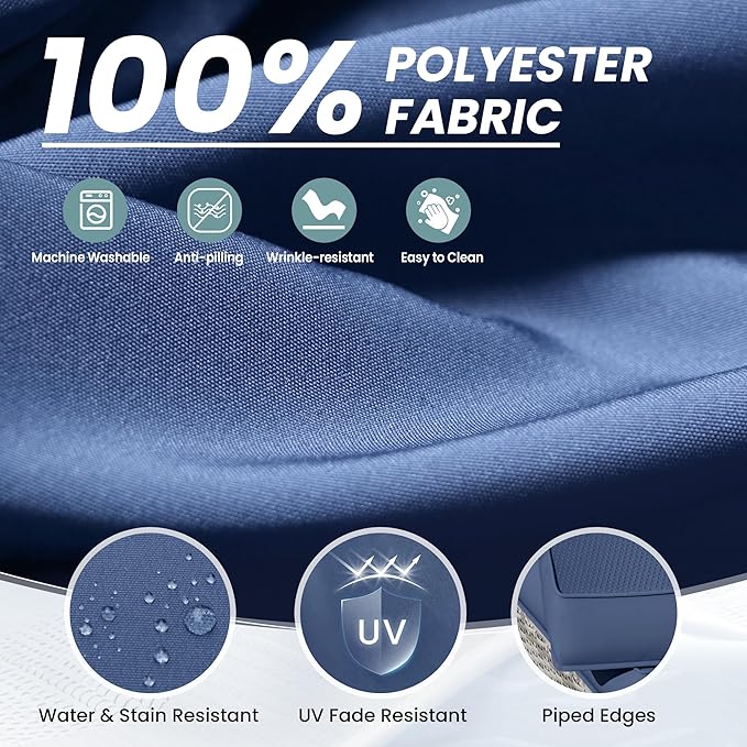 UDPATIO Outdoor Cushions for Patio Furniture with 5 Pillows, Waterproof Patio Furniture Cushions Replacement, 4" Deep Seat Outdoor Sectional Cushion for 4-seat Chair Sofa Couch, Navy