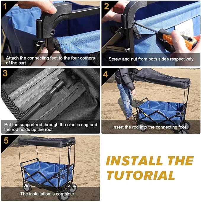 1 Piece Awning Canopy for Garden Wagon Attachment Sun Shade Cover Trolley Cart Accessories Oxford Cloth Outdoor Camping Picnic Equipment