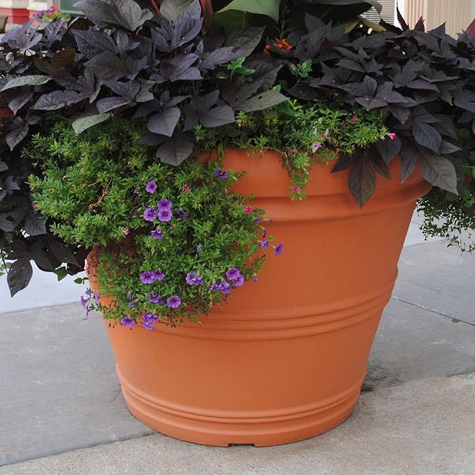 Tusco Products Rolled Rim Garden Planter, 42-inch, Slate