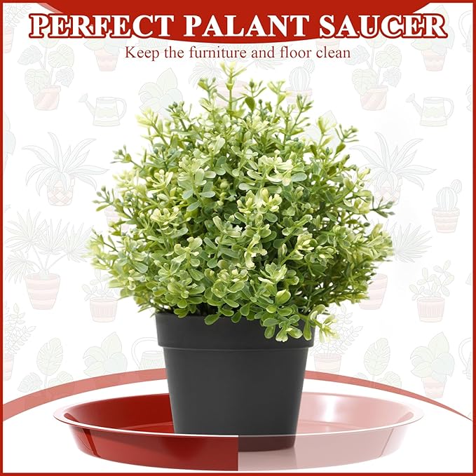 Sawysine 30 Pack Plastic Plant Saucer Round Drip Trays Red Flower Pot Saucers Thick Plant Dish Sturdy Water Tray Heavy Drainage Potted Container for Indoor Outdoor Garden(12 Inches)