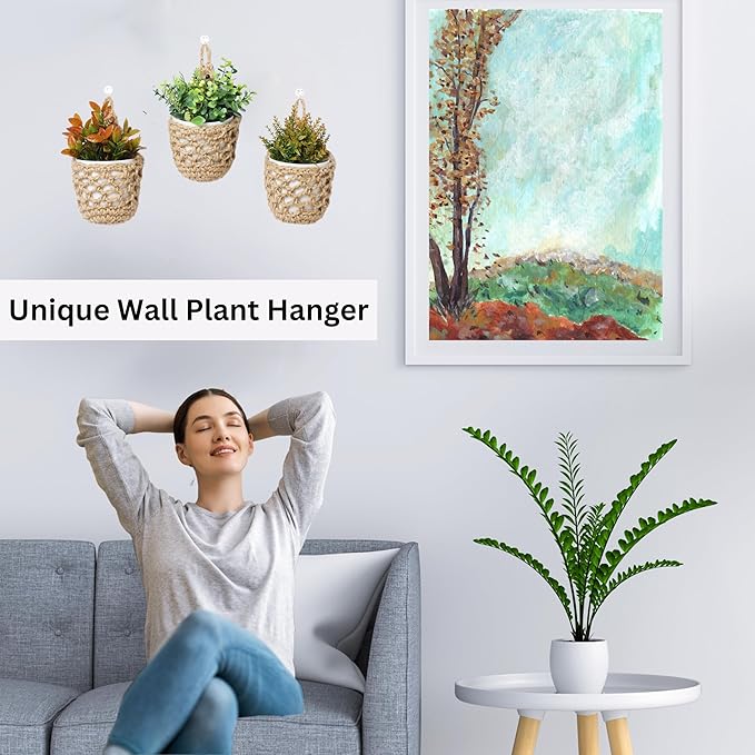 3PK Wall Planters for Indoor Plants with Self Watering Pots (4inch), Macrame Plant Hanger for Plant Wall | Wall Mounted Plant Holders for Succulent & Herbs
