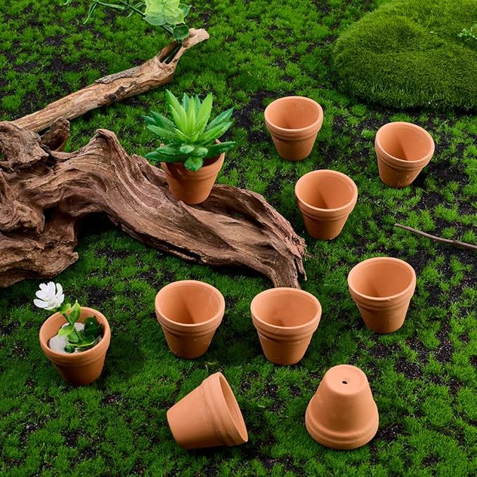 GORGECRAFT 10Pcs Small Terracotta Pots Bulk Ceramic Porcelain Pottery Plant Cactus Flower Mini Planter Pot with Drainage Hole for Succulent DIY Craft Wedding Favor Home Office Decor