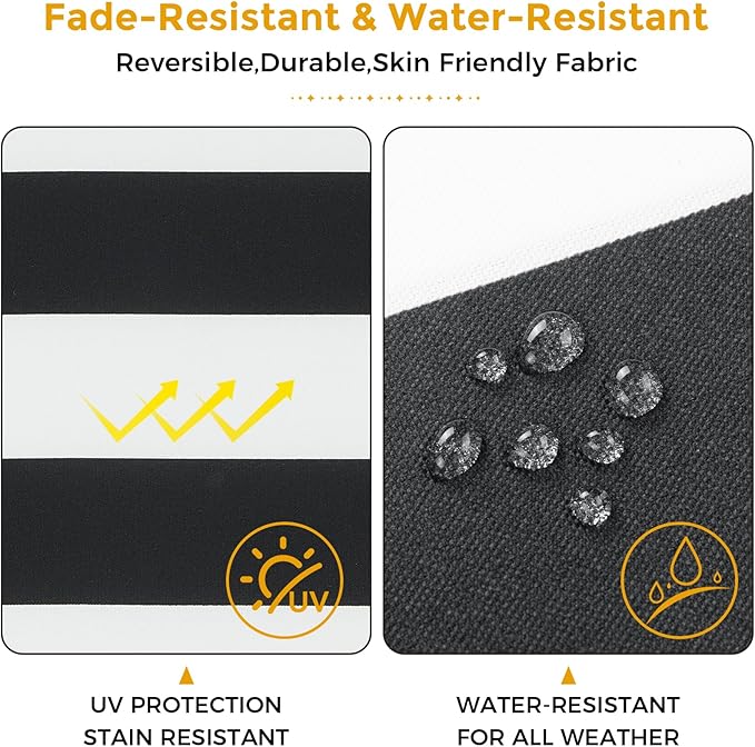 FUNHOME Outdoor Chair Cushions Set of 2,Patio Seat Cushion 17"x16"x2",U-Shaped Dining Chair Cushion 17 by 16 Inch,Water Resistant,Fade-Resistant Chair Pads for Kitchen Garden Furniture(Black White)