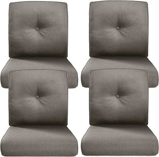 Belord Luxury 4" Thick Outdoor Cushion 4 Set - 22 x24 Inch 28D Sponge Filling Fade-Resistant Chair Cushion, Spill Proof Removable Patio Furniture Replacement Cushions for Sofa Bench Swing - Grey