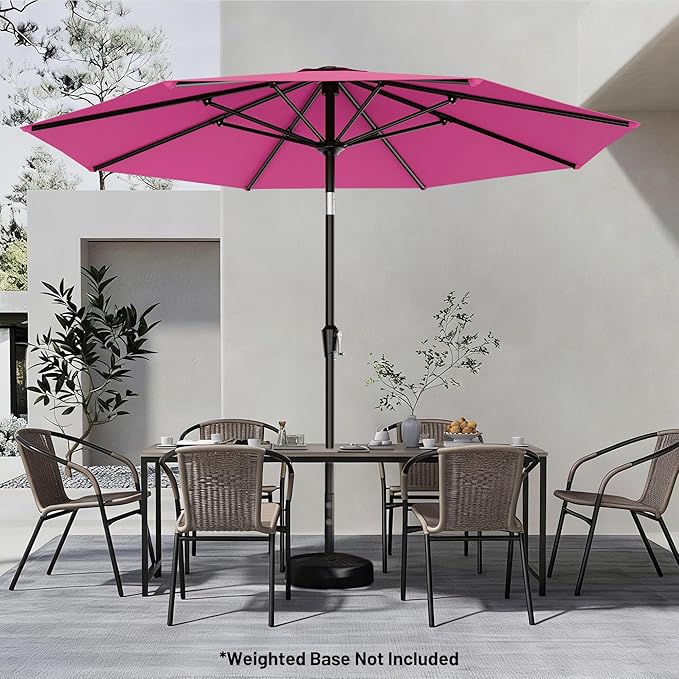 AreShark 9 FT Patio Umbrella for Outdoor, Outdoor Table Umbrella with Push Button Tilt and Crank, Outdoor Patio Umbrellas with 8 Sturdy Ribs for Market, Garden, Pool (Rose Pink)