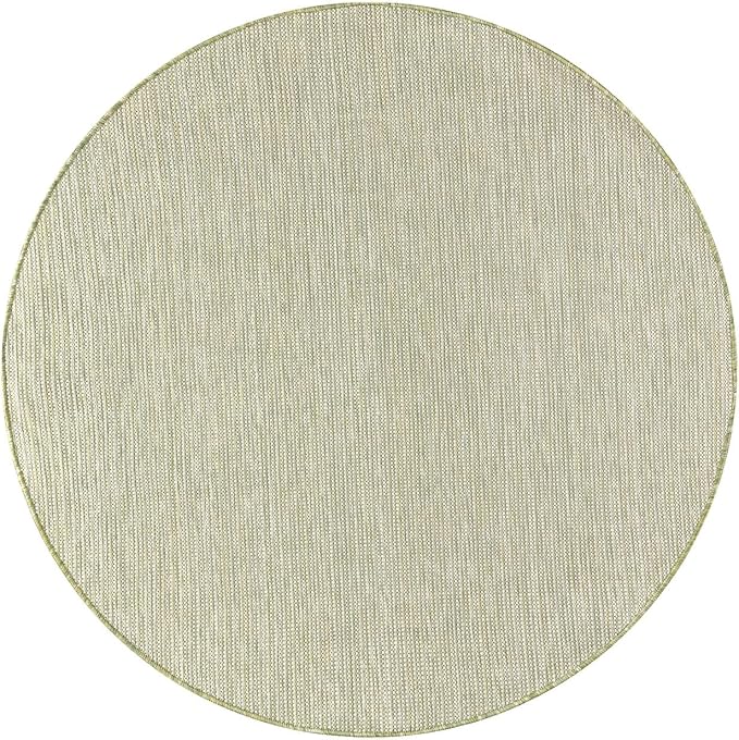 Keen Home Design Terrace Outdoor Area Rug - 63" Round Washable Indoor/Outdoor Rug for Patio, Kitchen, Balcony, Beach, Garden, Deck and Porch, Size: 5'3" Round, Solid Green