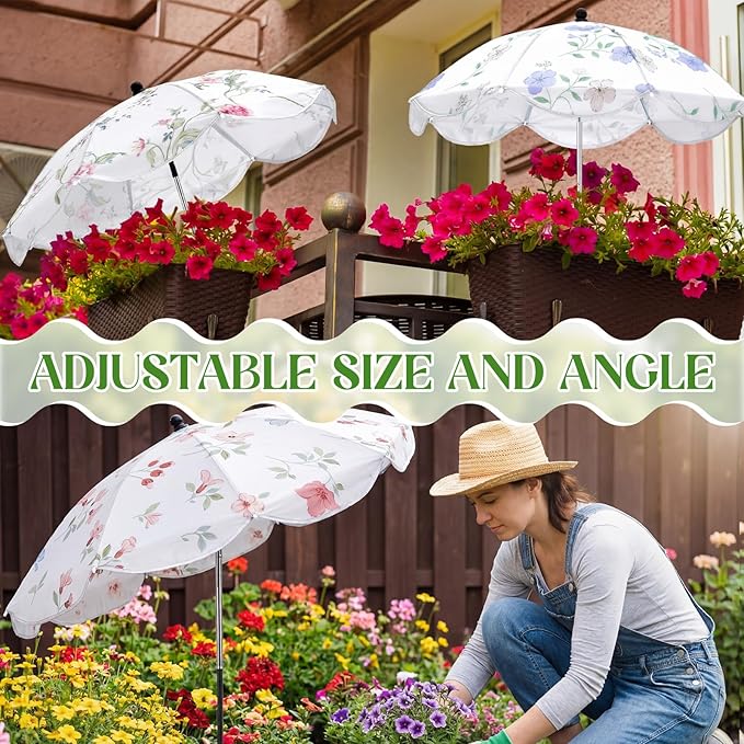 3 Pack Plant Umbrella for Outdoor Adjustable Sun Shade Covers 24" Sun Protection Cloth UV Umbrella for Potted Plants, Garden Beds, Patio Flowers