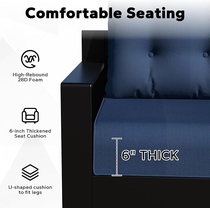 Joyside Outdoor Chair Cushions Set, 22x25/22x24 Inch Patio Furniture Cushions, 6’’ Thick, Water Resistant & Fade Resistant, Outdoor Replacement Cushions for Seat and Sofa