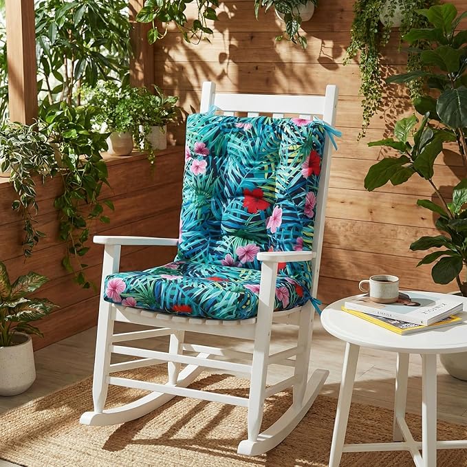 Hoteam 6 Set Outdoor Deep Seat Patio Chair Cushions Waterproof Patio Cushions Set 20 x 42 Inch for Furniture Replacement Removable Seat and Back (Palm)
