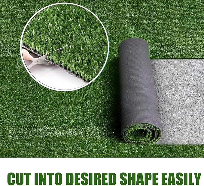 Artificial Grass Synthetic Lawn Outdoor Faux Grass Rug for Patio 0.4 Inch Pile Height 7FTx12FT Astro Turf Roll Carpet Turf Indoor for Bedroom Fake Grass for Pets