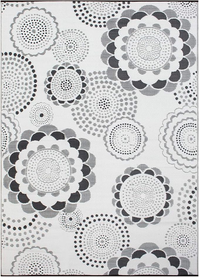 Reversible Outdoor/Indoor Plastic Rug,Easy to Clean and Fold,Perfect for Garden, Patio, Picnic, Decking-（Grey，8x10Ft）