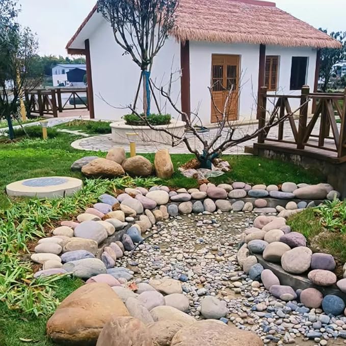 20 lbs Large River Rocks for Outdoor Landscaping, 3-4 Inch Decorative Pebbles for Landscaping Garden Yard Paving Fish Tank Plant Crafting Walkways and Painting