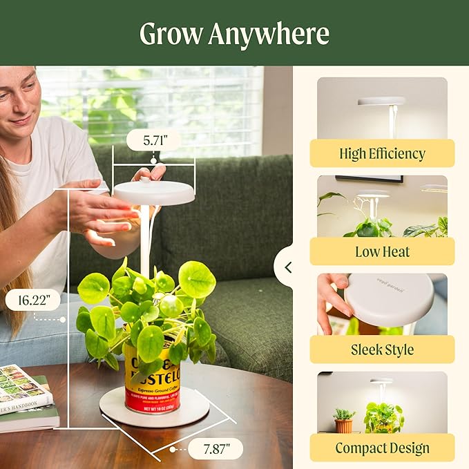 Vego garden Mini Grow Lights Stand for Indoor Plants, Full-Spectrum White Light LED Grow Light with Customized Adjustable Height for Microgreens