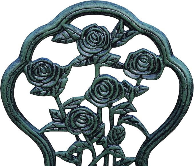 Oakland Living Cast Aluminum Conversation Set Metal Antique Green 3 Piece Patio Rose Bistro Set