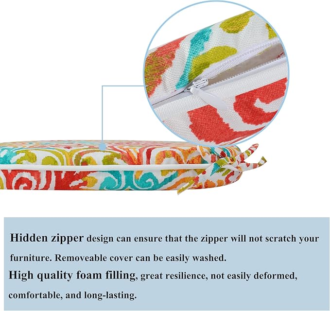 FUNHOME Outdoor Chair Cushions Set of 2, Water-Repellent Patio Seat Cushions D16xW17 Inch, All Weather Patio Chair Pads with Tie, Patio Cushions for Furniture Garden Home Decoration, Corinthian Dapple