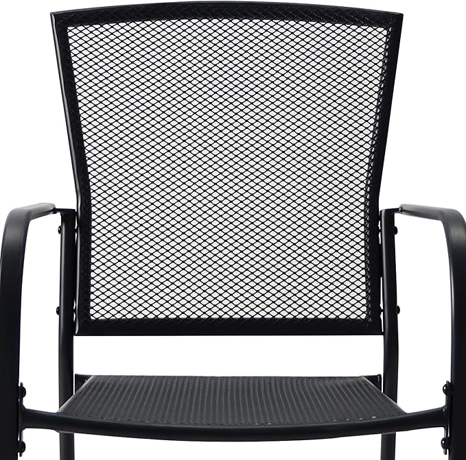 Patio Dining Chairs Set of 8, Black Stackable Outdoor Dining Chairs, Metal Mesh Patio Furniture Set for Garden Backyard Lawn Deck Support Over 300 lbs