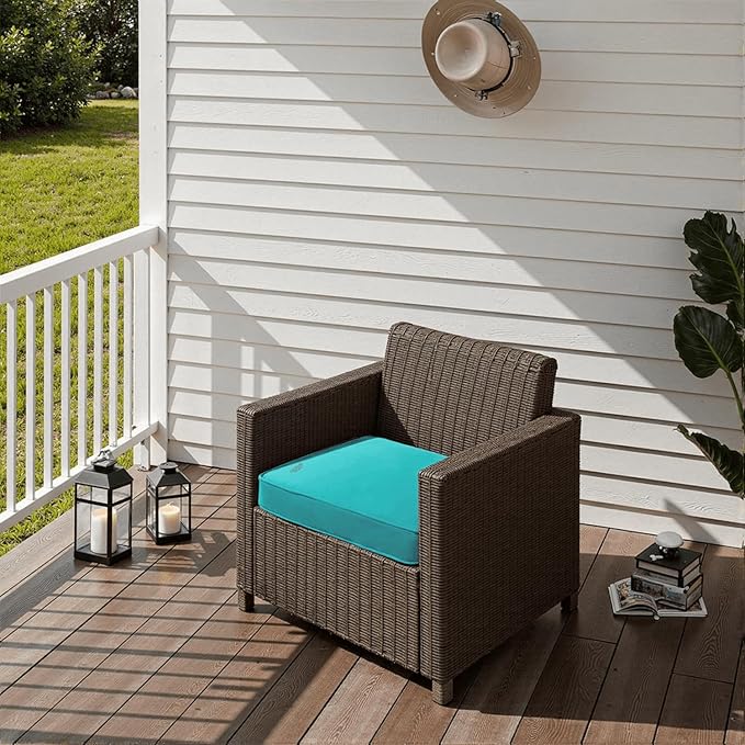 Outdoor Chair Cushions 22 x 22 x 3 Inch, Waterproof & Fade Resistant Patio Seat Cushion for Furniture with Handle and Ties, Thick Seating Pads for Outside Sofa Couch Set of 2, Teal