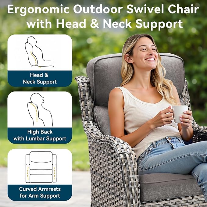 Outdoor Chair Cushions Set of 2-22 x 25 Inch Fade Resistant Patio Chair Cushions Outdoor Seat Cushions for Patio Furniture Chair Sofa Couch-Grey