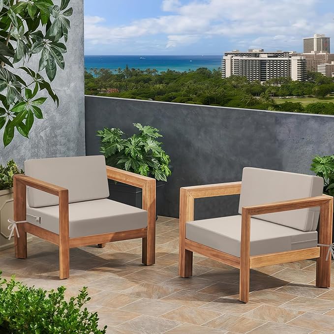 idee-home Outdoor Cushions for Patio Furniture, Outdoor Seat Cushion, Waterproof Couch Hampton Bay Deep Seat Replacement Chair Cushions for Garden Lawn Deck Backyard, 26.5 x 26.5
