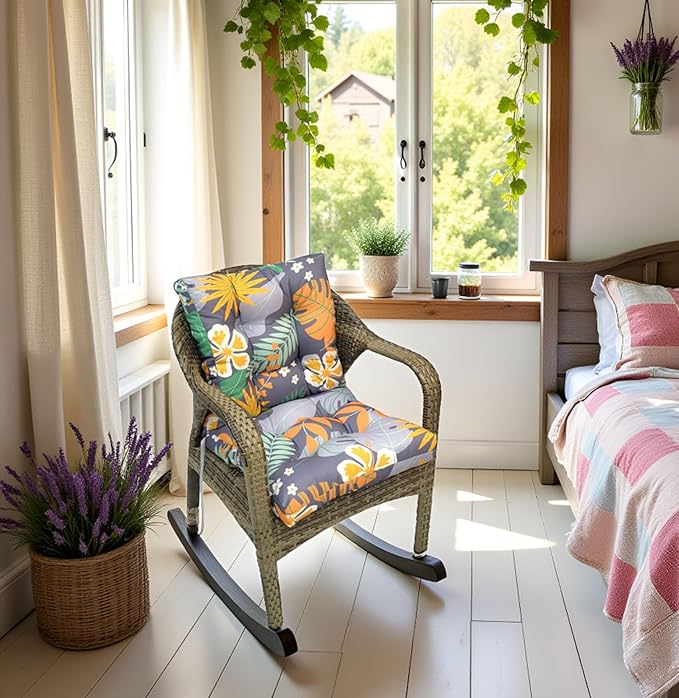 Outdoor Wicker Chair Cushion Waterproof Non Slip Patio Cushions for Outdoor Furniture,Thicken Indoor Chair Seat Pad for Dorm Office Dark Grey 41.7"*20.8"*3.5"