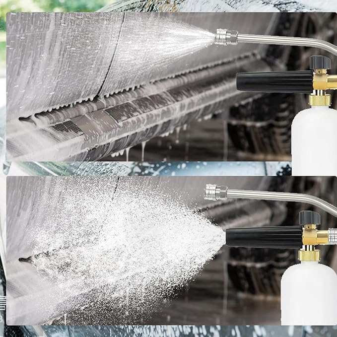 Foam Cannon Pressure Washer Kit - Double Nozzle Sprayer, Connector | Versatile Cleaning Accessory, High-Pressure Detailing Tool with Multi-Purpose Use During Home Exterior Washing, Auto Care, Garden
