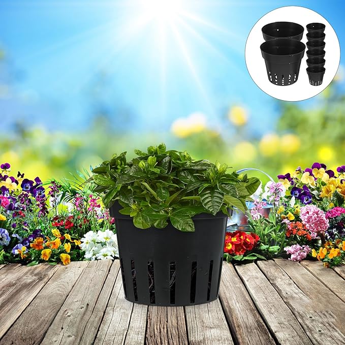 8pcs Black Breathable Wall Flower Planters with Multiple Drainage Holes, Indoor Hanging Plant Pots Set for Balcony and Garden Vertical Gardening