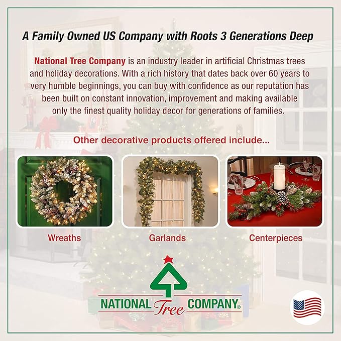 National Tree Company 20 in Pre-Lit Colonial Fir Artificial Christmas Hanging Basket, Christmas Decoration with Pinecones, Red Berries, 50 Clear LED Lights, 108 Tips, Timer, Green