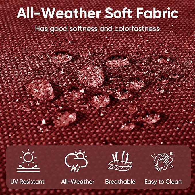 8-Piece Outdoor Patio Cushion Set - Fade & Water Resistant with Removable Olefin Cover, 22x24x4 Inch Memory Foam Cushions for Wicker Sectional Sofa – Red/Buckle