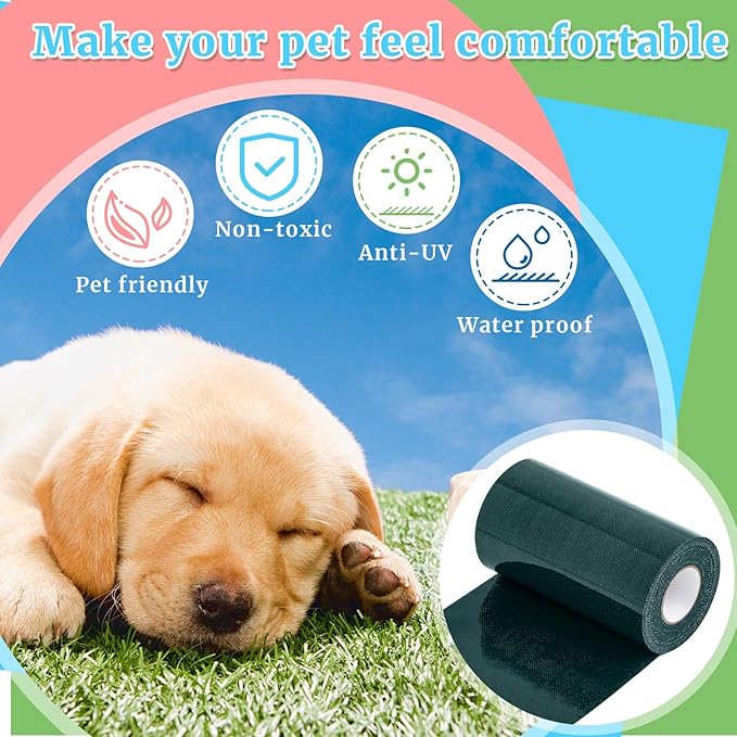 1 Roll 6 in x 16.5 ft Double Sided Turf Tape Artificial Grass Tape Self Adhesive Grass Rug Tape Artificial Turf Tape for Lawn Garden Carpet Connecting Outdoor Carpet