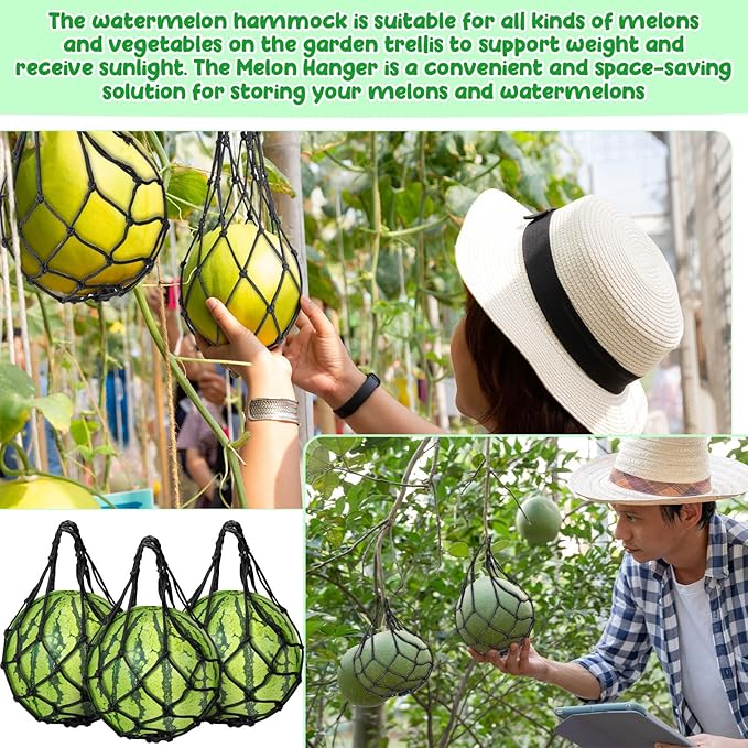 Nuenen 12 Pcs Watermelon Net Melon Hammock Melon Cradle Plant and Garden Supports Pumpkin Support Hanging Bag Protects Watermelons, Honeydew, Squash, Cantaloupes (Black)