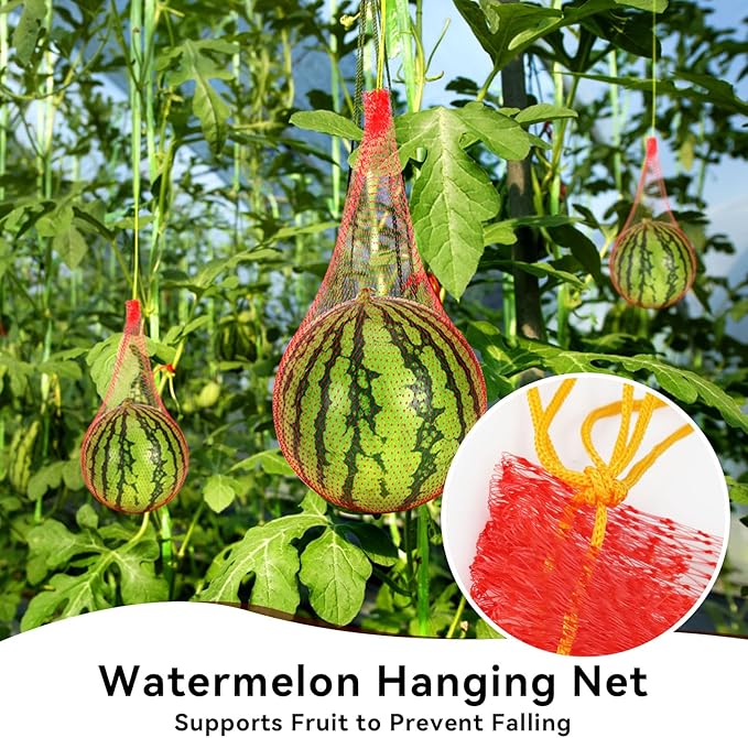 Melon Hammock Melon Nets, 50pcs Watermelon Nets with Drawstring, Heavy Duty Watermelon Net for Garden, Thickened Cantaloupes Mesh Bags, Hammock for Trellis Cradle (17.7inch, 22lbs)