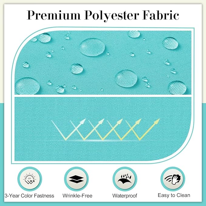 Cozyide Outdoor Chair Cushions, Waterproof Patio Seat Cushions with Adjustable Straps, Square Corner Patio Chair Cushions for Garden, Teal, 18.5x16x3 Inch (Pack of 4)