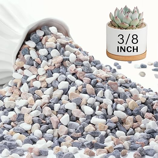 NUPICK 3 lbs Pebbles for Indoor Plants, 3/8 Inch Pea Gravel for Fish Tank, Decorative Rocks for Succulent, Natural River Stones for Vases, Cactus, Landscaping, Bird Bath, Aquarium, Mixed