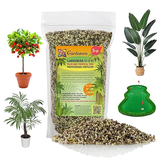 Premium 13-3-13 All-Season Fast Acting Landscape and Ornamental Fertilizer by Gardenera - Promotes Biomass Growth and Vibrant Leaf Color - 5 Quarts
