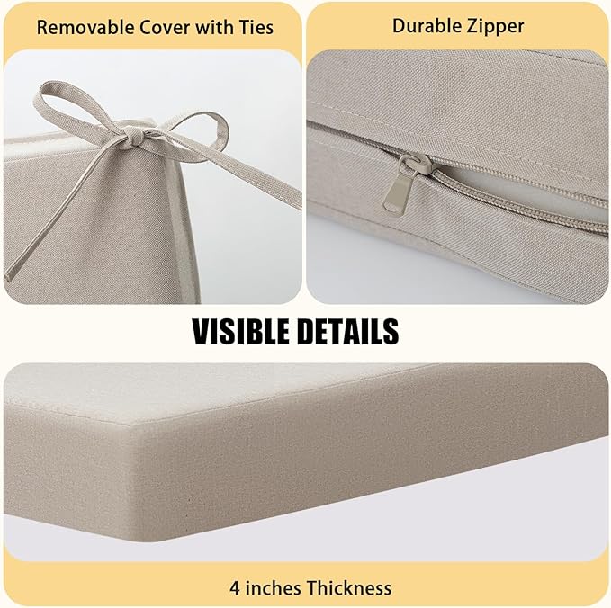 idee-home Outdoor Cushions for Patio Furniture, Outdoor Seat Cushion, Waterproof Couch Hampton Bay Deep Seat Replacement Chair Cushions for Garden Lawn Deck Backyard, 28.5 x 28.5