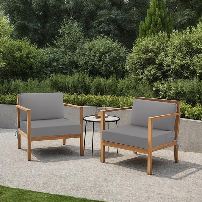 idee-home Outdoor Cushions for Patio Furniture, Outdoor Seat Cushion, Waterproof Hampton Bay Deep Seat Replacement Couch Chair Cushions for Garden Lawn Backyard Deck, 28.5 x 28.5 Grey